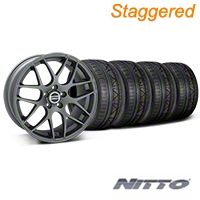 Staggered Charcoal AMR Wheel & NITTO INVO Tire Kit - 20x8.5/10 (05-14 All) - AmericanMuscle Wheels KIT||99365||99366||79524||79525