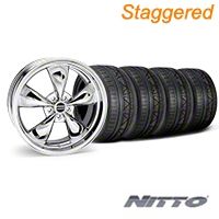 Staggered Chrome Deep Dish Bullitt Wheel & NITTO INVO Tire Kit - 20x8.5/10 (05-10 GT, V6) - AmericanMuscle Wheels KIT||28037||28048||79524||79525