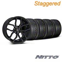 Staggered Matte Black Foose Outcast Wheel & NITTO INVO Tire Kit - 20x8.5/10 (05-14) - Foose KIT||32839||32840||79524||79525