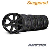 Staggered Black S197 Saleen Style Wheel & NITTO INVO Tire Kit - 20x9/10 (05-14 All) - AmericanMuscle Wheels KIT||28363||28366||79524||79525