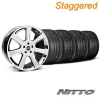 Staggered Chrome S197 Saleen Style Wheel & NITTO INVO Tire Kit - 20x9/10 (05-14 All) - AmericanMuscle Wheels KIT||28361||28364||79524||79525