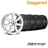 Staggered Silver S197 Saleen Style Wheel & NITTO INVO Tire Kit - 20x9/10 (05-14 All) - AmericanMuscle Wheels KIT||28362||28365||79524||79525