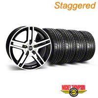 Staggered Black Machined 2010 GT500 Style Mustang Wheel & Mickey Thompson Tire Kit - 19x8.5/10 (05-14 All) - AmericanMuscle Wheels KIT||28238||28241||79539||79540