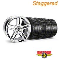 Staggered Chrome 2010 GT500 Style Mustang Wheel & Mickey Thompson Tire Kit - 19x8.5/10 (05-14 All) - AmericanMuscle Wheels KIT||28237||28240||79539||79540