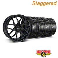 Staggered Black AMR Style Wheel & Mickey Thompson Tire Kit - 19x8.5/10 (05-14 All) - AmericanMuscle Wheels KIT||33783||33784||79539||79540