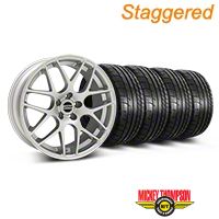 Staggered Silver AMR Style Wheel & Mickey Thompson Tire Kit - 19x8.5/10 (05-14) - AmericanMuscle Wheels KIT||33803||33806||79539||79540