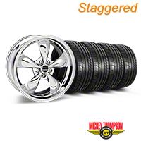 Staggered Chrome Deep Dish Bullitt Mustang Wheel & Mickey Thompson Tire Kit - 19x8.5/10 (05-14 GT, V6) - AmericanMuscle Wheels KIT||28249||28250||79539||79540