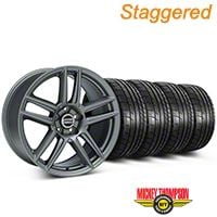 Staggered Charcoal Boss Laguna Style Wheel & Mickey Thompson Tire Kit - 19x9/10 (05-14 All) - AmericanMuscle Wheels KIT||79539||79540||99220||99221