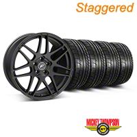 Staggered Matte Black Forgestar F14 Monoblock Wheel & Mickey Thompson Tire Kit - 19x9/10 (05-14 All) - Forgestar KIT||29604||29605||79539||79540