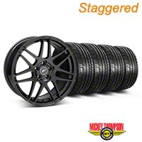 Staggered Piano Black Forgestar Wheel & Mickey Thompson Tire Kit - 19x9/10 (05-14 All) - Forgestar KIT||29620||29621||79539||79540