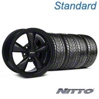 Solid Black Bullit Wheel & NITTO Tire Kit 18x9 (94-98 All) - AmericanMuscle Wheels KIT||28481||76002