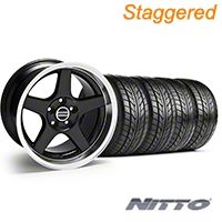 Staggered Black Deep Dish 2003 Style Cobra Wheel & NITTO Tire Kit - 17x9/10.5 (99-04 All)