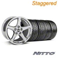 Staggered Chrome Saleen Style Wheel & NITTO Tire Kit - 17x9/10.5 (99-04 All) - AmericanMuscle Wheels KIT||28070||28386||76000||76014
