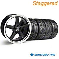 Staggered Black Deep Dish 2003 Style Cobra Wheel & Sumitomo Tire Kit - 17x9/10.5 (99-04 All)
