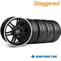 Staggered Black 10th Anniversary Style Wheel & Sumitomo Tire Kit - 17x9/10.5 (99-04 All) - AmericanMuscle Wheels KIT||28342||28345||63000||63003