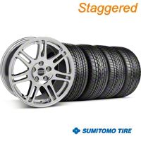 Staggered Chrome 10th Anniversary Style Wheel & Sumitomo Tire Kit - 17x9/10.5 (99-04 All) - AmericanMuscle Wheels KIT||28340||28343||63000||63003