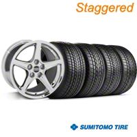 Staggered Chrome Saleen Style Wheel & Sumitomo Tire Kit - 17x9/10.5 (99-04 All) - AmericanMuscle Wheels KIT||28070||28386||63000||63003