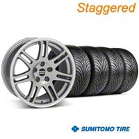 Staggered Anthracite 10th Anniversary Style Wheel & Sumitomo Tire Kit - 18x9/10 (99-04 All) - AmericanMuscle Wheels KIT||28347||28350||63006||63016