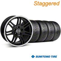 Staggered Black 10th Anniversary Style Wheel & Sumitomo Tire Kit - 18x9/10 (99-04 All) - AmericanMuscle Wheels KIT||28348||28351||63006||63016