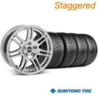 Staggered Chrome 10th Anniversary Style Wheel & Sumitomo Tire Kit - 18x9/10 (99-04 All) - AmericanMuscle Wheels KIT||28346||28349||63006||63016