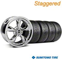 Staggered Chrome Bullitt Motorsport Wheel & Sumitomo Tire Kit - 18x9/10 (99-04 All) - AmericanMuscle Wheels KIT||10113||10115||63006||63016