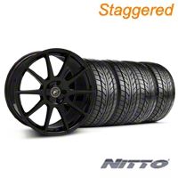 Staggerd Piano Black Forgestar CF5 Monoblock Wheel & NITTO Tire Kit - 18x9/10 (99-04 All)