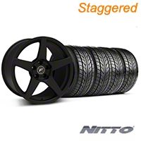 Staggered Textured Black Forgestar CF5 Monoblock Wheel & NITTO Tire Kit - 18x9/10 (99-04 All) - Forgestar KIT||29837||29838||76003||76013