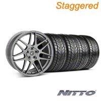 Staggered Gunmetal Forgestar F14 Monoblock Wheel & NITTO Tire Kit - 18x9/10 (99-04 All) - Forgestar KIT||29842||29843||76003||76013