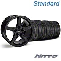Black S Style Wheel & NITTO INVO Tire Kit - 18x9 (05-14 GT, V6) - AmericanMuscle Wheels KIT||28252||79522