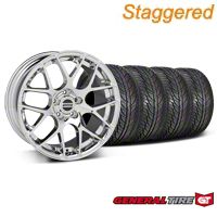 Staggered Chrome AMR Wheel & General Tire Kit - 19x8.5/9.5 (05-13 All)