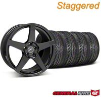 Staggered Piano Black Forgestar CF5 Wheel & General Tire Kit & General Tire Kit - 19x9/10 (05-14 All) - Forgestar KIT||29616||29617||63106||63107