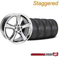 Staggered Chrome GT Premium Wheel & General Tire Kit - 19x8.5/10 (05-14 All) - AmericanMuscle Wheels KIT28231||28234||63106||63107