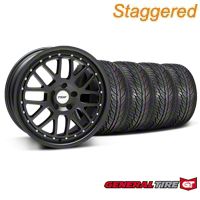 Staggered Matte Black TSW Valencia Wheel & General Tire Kit - 19x8/9.5 (05-14 All) - TSW KIT||33613||33614||63106||63107