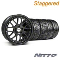 Staggered Matte Black TSW Valencia Wheel & NITTO Tire Kit - 20x8.5/10 (05-14 GT, V6) - TSW KIT||33615||33616||76005||76006