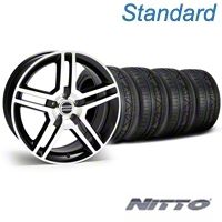 Black Machined 2010 Style GT500 Mustang Wheel & NITTO Invo Tire Kit - 18x9 (05-14 All) - AmericanMuscle Wheels KIT||28221||79522