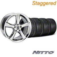 Staggered Chrome 2010 GT Premium Mustang Wheel & NITTO Invo Tire Kit - 18x9/10 (05-14 All) - AmericanMuscle Wheels KIT28211||28217||79522||79523