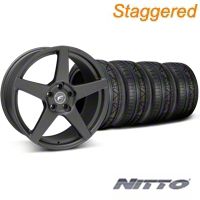 Staggered Matte Black Forgestar CF5 Monoblock Wheel & Nitto Invo Tire Kit - 18x9/10 (05-14 All) - Forgestar KIT||29602||29603||79522|79523|