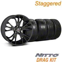Staggered Matte Black Shelby CS1 Wheel & NITTO Tire Kit - 20x9/11 (05-14 All) - Shelby KIT||33906||33907||76029||79529