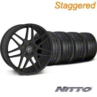 Staggered Textured Matte Black Forgestar F14 Monoblock Wheel & NITTO Invo Tire Kit - 20x9/11 (05-14 All) - Forgestar KIT||29624||29625||79524||79530