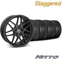Staggered Matte Black Forgestar F14 Monoblock Wheel & NITTO Invo Tire Kit - 20x9/11 (05-14 All) - Forgestar KIT||29628||29629||79524||79530