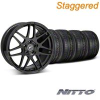 Staggered Piano Black Forgestar F14 Monoblock Wheel & NITTO Invo Tire Kit - 20x9/11 (05-14 All) - Forgestar KIT||29830||29831||79524||79530