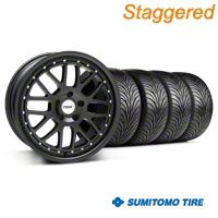 Staggered Matte Black TSW Valencia Wheel & Sumitomo Tire Kit - 18x8/9.5 (94-04 All) - TSW KIT||33621||33622||63016|63029