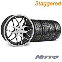 Staggered Black Machined Niche Mugello Wheel & NITTO Tire Kit - 20x8.5/10 (05-14 All) - Niche KIT||32830||32831||76005||76006