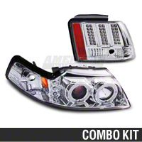 Chrome Projector LED Headlight and LED Tail Light Combo (99-04 GT, V6, Mach 1)