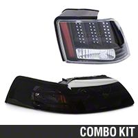 Smoked Projector Headlight and Black LED Tail Light Combo (99-04 GT, V6, Mach 1)