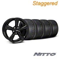Staggered Black 2010 OE Style Wheel & NITTO INVO Tire Kit - 18x8/10 (05-14 GT, V6) - AmericanMuscle Wheels KIT||28253||28256||79522||79523