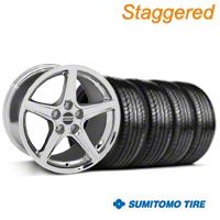 Staggered Chrome Saleen Style Wheel & Sumitomo Tire Kit - 19x8.5/10 (05-14 All) - AmericanMuscle Wheels KIT||99261||99262||63036||63037