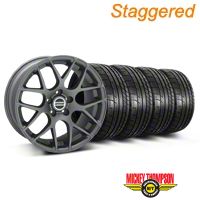 Staggered Charcoal AMR Wheel & Mickey Thompson Tire Kit - 19x8.5/10 (05-14 All) - AmericanMuscle Wheels KIT||28336||28387||79539||79540