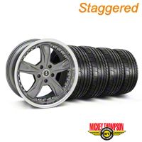 Staggered Gunmetal Shelby Razor Wheel & Mickey Thompson Tire Kit - 20x9/10 (05-14 GT, V6) - Shelby KIT||27224||27225||79541||79542