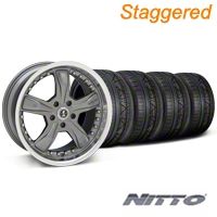 Staggered Gunmetal Shelby Razor Wheel - 20x9/10 (05-14 GT, V6) - Shelby KIT||27224||27225||79524||79525